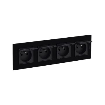 Legrand - 4-gangs udendørs stikkontakt med ramme NILOE STEP 250V IP44 sort