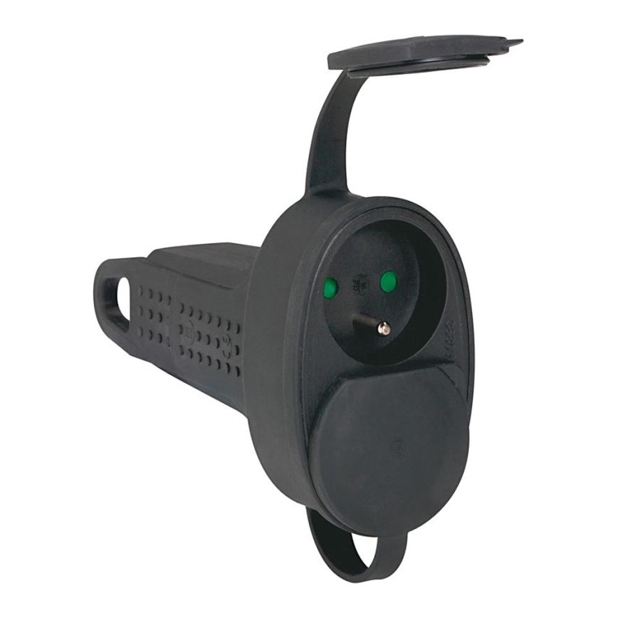 Legrand 50575 - Stikkontakt uden kabel 250V/16A 2x2P+T IP44 sort gummi