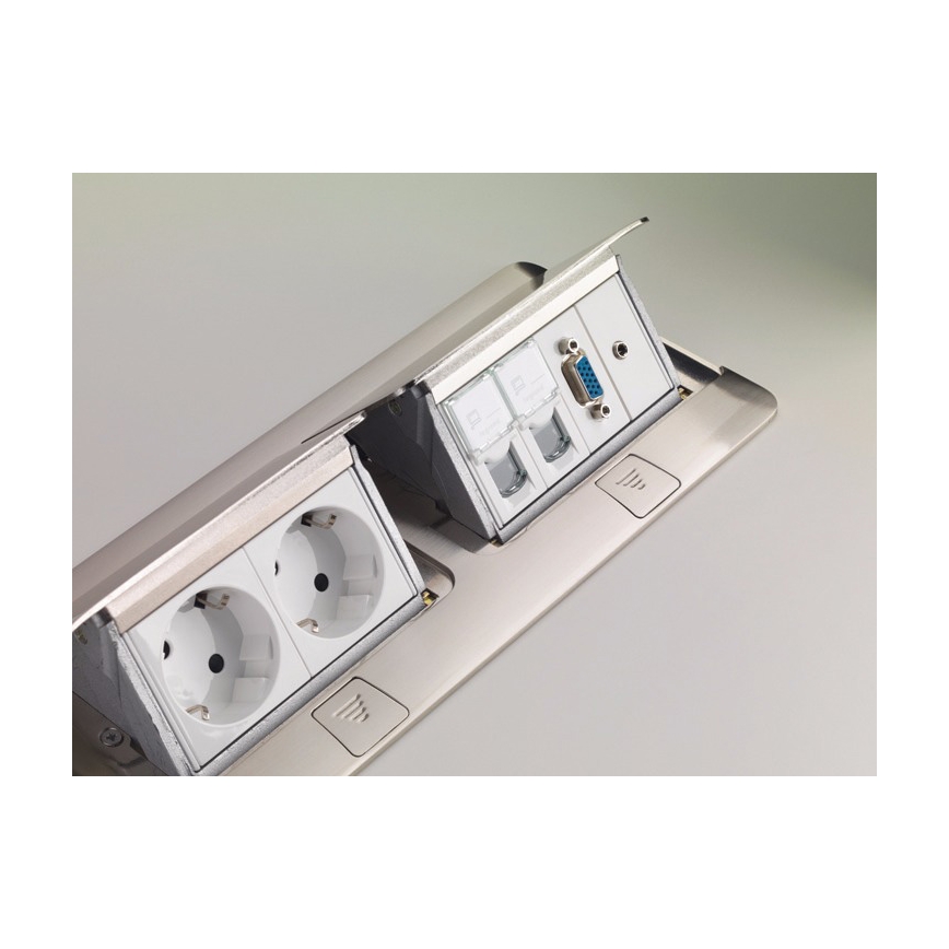 Legrand 54023 - Sokkelramme til bordplade POP-UP 2x4M rustfri