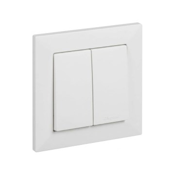 Legrand - Dobbelt afbryder nr. 5 med ramme SUNO, hvid