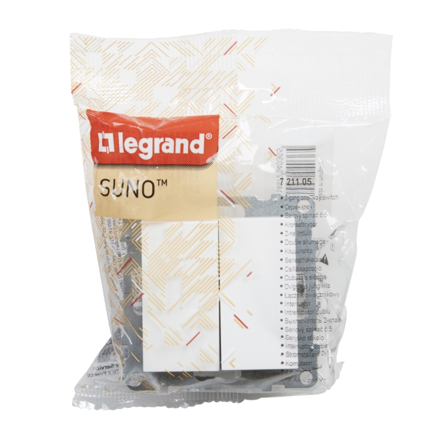 Legrand - Dobbelt afbryder uden ramme nr. 5 SUNO hvid