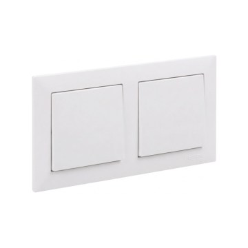 Legrand - Dobbelt enkeltpolet afbryder nr. 1 med ramme SUNO hvid