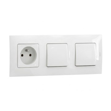 Legrand - Dobbelt enkeltpolet afbryder nr. 1 og stikkontakt til boligen med ramme NILOE 250V hvid