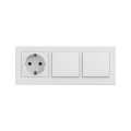 Legrand - Dobbelt enpolet afbryder nr. 1 og SCHUKO stikkontakt med ramme NILOE STEP 250V hvid