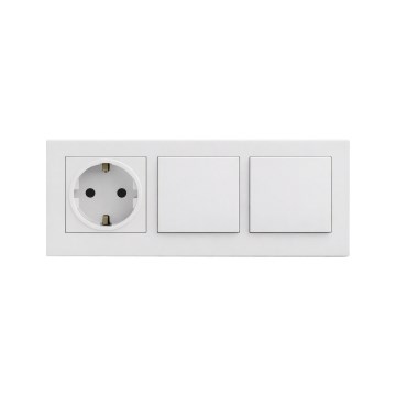 Legrand - Dobbelt enpolet afbryder nr. 1 og SCHUKO stikkontakt med ramme NILOE STEP 250V hvid