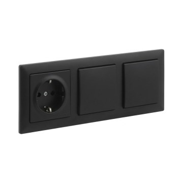 Legrand - Dobbelt enpolet afbryder nr. 1 og SCHUKO-stikkontakt med ramme SUNO 250V sort