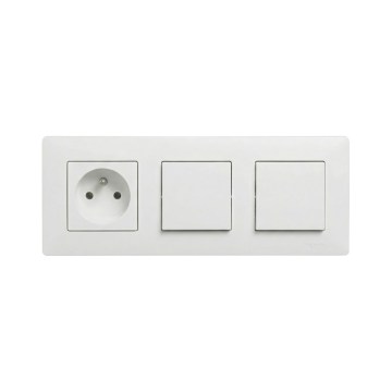 Legrand - Dobbelt enpolet afbryder nr. 1 og stikkontakt med ramme NILOE STEP 250V hvid