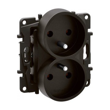Legrand - Dobbelt rammeløs boligstikkontakt 250V/16A NILOE sort