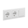 Legrand - Dobbelt SCHUKO-stikkontakt og 1-polet afbryder nr. 1 med ramme SUNO 250V, hvid