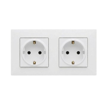Legrand - Dobbelt SCHUKO-stikkontakt til bolig med ramme NILOE STEP 250V hvid