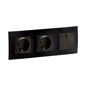 Legrand - Dobbelt SCHUKO-stikkontakt til hjemmet og dobbelt serieafbryder nr. 5 med ramme NILOE 250V hvid