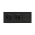 Legrand - Dobbelt SCHUKO-stikkontakt til husbrug og enpolet afbryder nr. 1 NILOE STEP 250 V sort