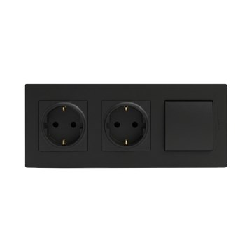 Legrand - Dobbelt SCHUKO-stikkontakt til husbrug og enpolet afbryder nr. 1 NILOE STEP 250 V sort