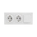 Legrand - Dobbelt SCHUKO-vægstikkontakt og enpolet afbryder nr. 1 med ramme NILOE STEP 250V hvid
