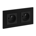 Legrand - Dobbelt stikkontakt med ramme NILOE STEP 250V sort