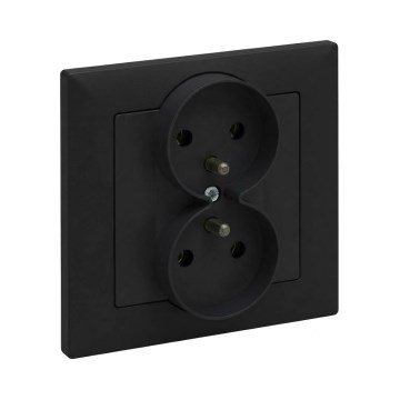 Legrand - Dobbelt stikkontakt til bolig med ramme SUNO 250V sort