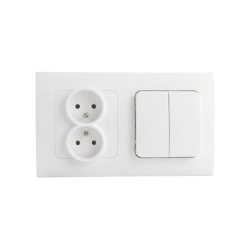 Legrand - Dobbelt stikkontakt til bolig og dobbelt serieafbryder č. 5 med ramme NILOE STEP 250V hvid