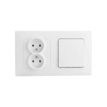 Legrand - Dobbelt stikkontakt til bolig og enpolet afbryder č. 1 med ramme NILOE STEP 250V hvid