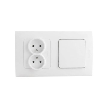 Legrand - Dobbelt stikkontakt til bolig og enpolet afbryder č. 1 med ramme NILOE STEP 250V hvid