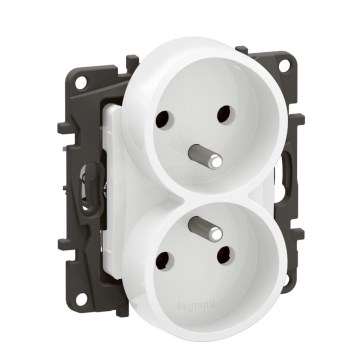 Legrand - Dobbelt stikkontakt til bolig uden ramme, 250 V/16 A, NILOE, hvid