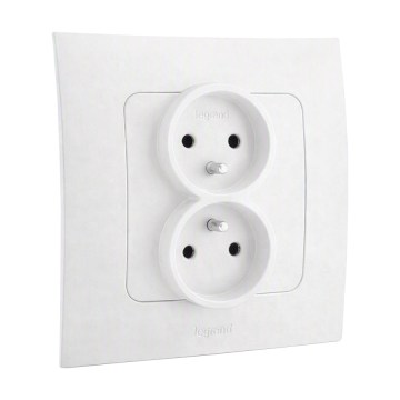 Legrand - Dobbelt stikkontakt til hjemmet med ramme NILOE 250V hvid