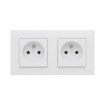 Legrand - Dobbelt stikkontakt til hjemmet med ramme NILOE STEP 250V hvid