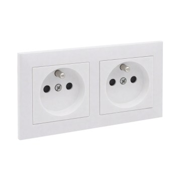 Legrand - Dobbelt stikkontakt til hjemmet med ramme SUNO 250V hvid
