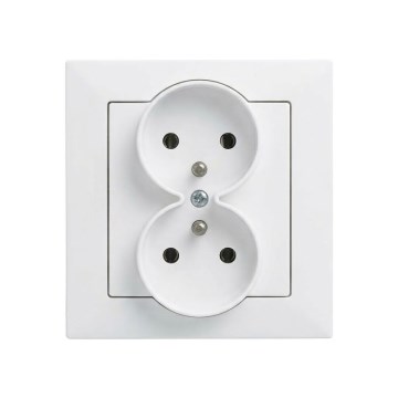 Legrand - Dobbelt stikkontakt til hjemmet med ramme SUNO 250V hvid