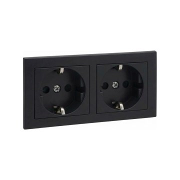 Legrand - Dobbelt stikkontakt til hjemmet SCHUKO med ramme SUNO 250V sort