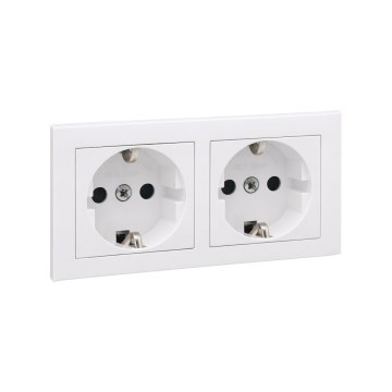 Legrand - Dobbelt stikkontakt til husholdning SCHUKO med ramme SUNO 250V hvid