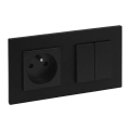 Legrand - Dobbelt trappeafbryder 6+6 og husholdningsstikkontakt med ramme NILOE STEP 250V sort