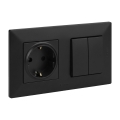 Legrand - Dobbelt trappeafbryder 6+6 og vægudtag SCHUKO med ramme NILOE STEP 250V sort