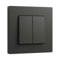 Legrand - Dobbelt trappeafbryder med ramme nr. 6+6 NILOE STEP sort