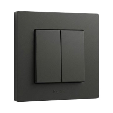 Legrand - Dobbelt trappeafbryder med ramme nr. 6+6 NILOE STEP sort