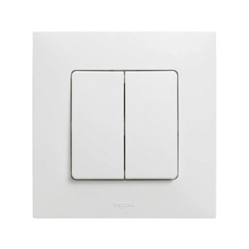 Legrand - Dobbelt trappeafbryder nr. 6+6 med ramme NILOE hvid
