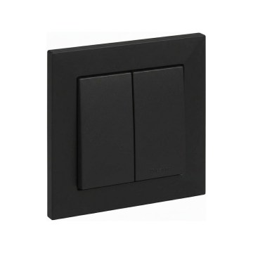 Legrand - Dobbelt trappeafbryder nr. 6+6 med ramme SUNO, sort