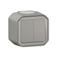 Legrand - Dobbelt trappeafbryder nr. 6+6 PLEXO IP55 grå