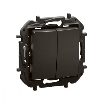 Legrand - Dobbelt trappeafbryder uden ramme nr. 6+6 NILOE sort