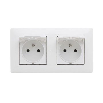 Legrand - Dobbelt udendørs stikkontakt til boliginstallation med ramme NILOE STEP 250V IP44 hvid