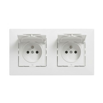 Legrand - Dobbelt udendørs stikkontakt til hjemmet med ramme NILOE STEP 250V IP44 hvid
