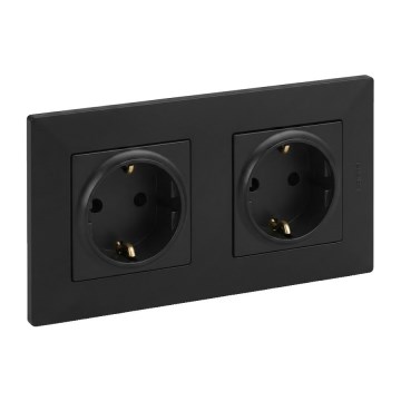 Legrand - Dobbelt vægstikkontakt SCHUKO NILOE STEP 250V sort