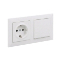 Legrand - Enpolet afbryder nr. 1 og SCHUKO-stikkontakt til hjemmet med ramme SUNO 250 V hvid
