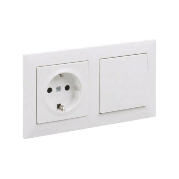 Legrand - Enpolet afbryder nr. 1 og SCHUKO-stikkontakt til hjemmet med ramme SUNO 250 V hvid