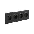 Legrand - Firevejs vægudtag med ramme NILOE STEP 250V sort