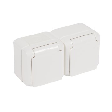 Legrand - FORIX dobbelt stikkontakt til bolig, 250 V/16 A, IP44, hvid
