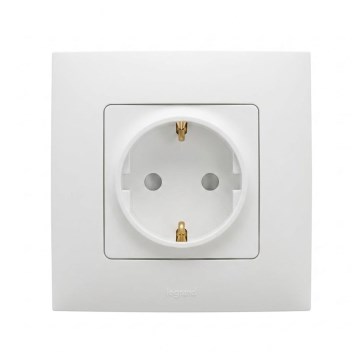 Legrand - SCHUKO-stikkontakt med ramme NILOE 250 V hvid