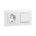 Legrand - SCHUKO-stikkontakt og 1-polet afbryder nr. 1 med ramme NILOE STEP 250V hvid