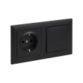 Legrand - SCHUKO-stikkontakt og 1-polet afbryder nr. 1 med SUNO-ramme, 250 V, sort