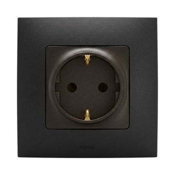 Legrand - SCHUKO-stikkontakt til bolig med ramme NILOE 250V, sort