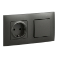 Legrand - SCHUKO-vægudtag og enpolet afbryder nr. 1 med ramme NILOE 250V sort